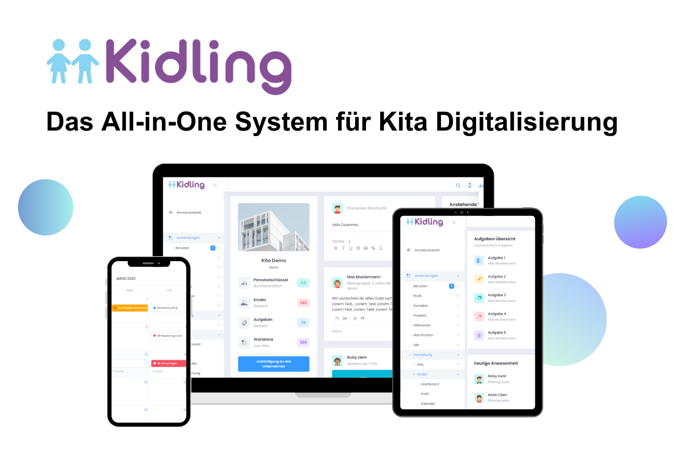 Kidling vollständige Kita Software und Kita App